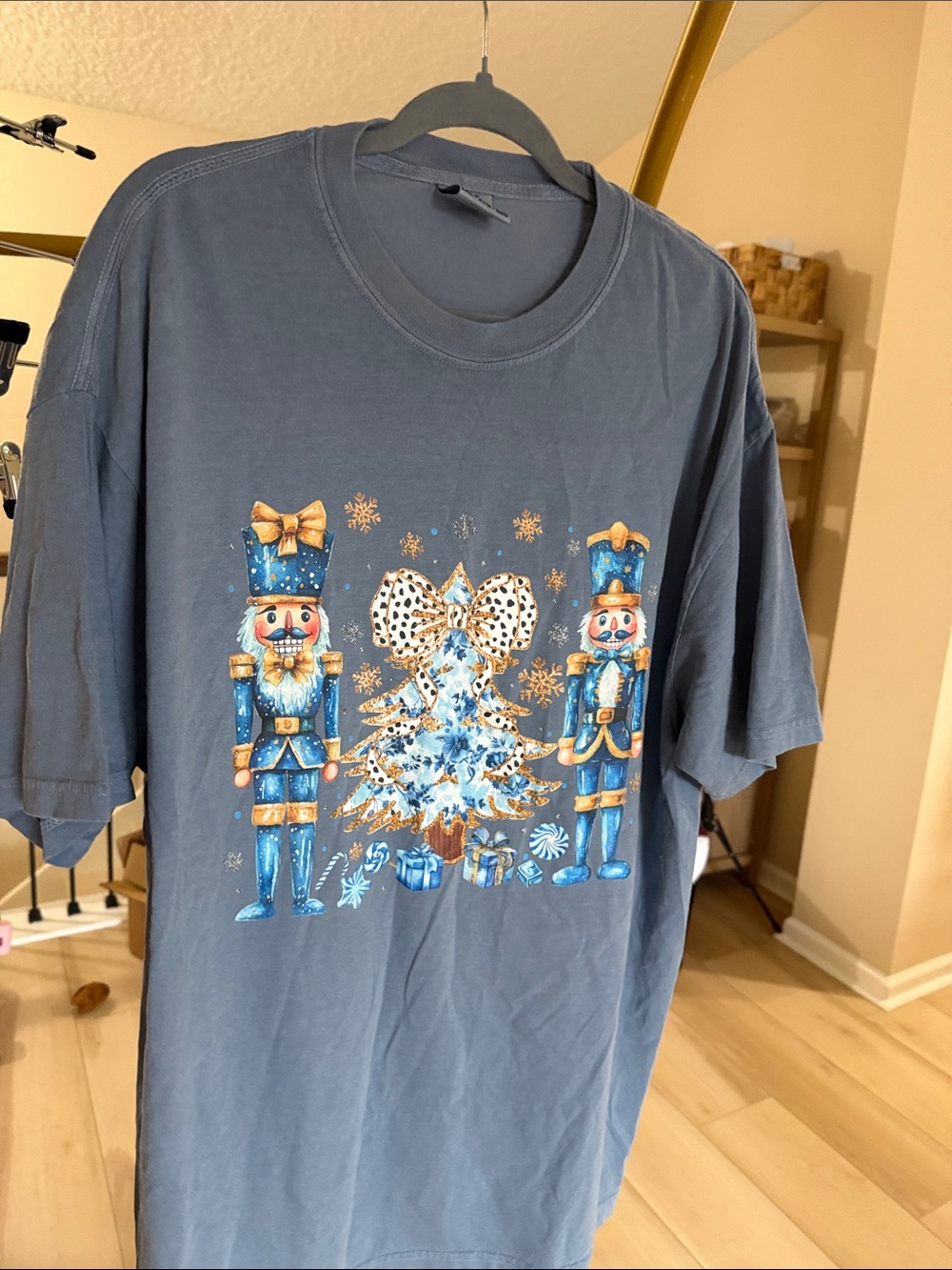 Comfort Colors Slate Blue Nutcracker & Tree Graphic Tee